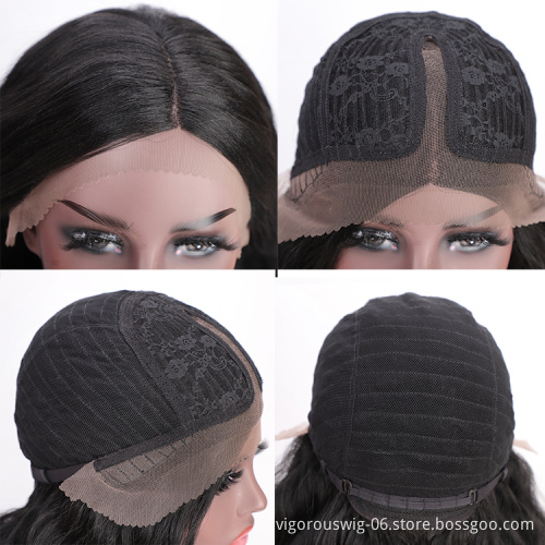 Vigorous Natural Black Lace Front Wigs Long Wavy Synthetic Lace Part Wig Heat Resistant Lace Front Wigs for Black Women